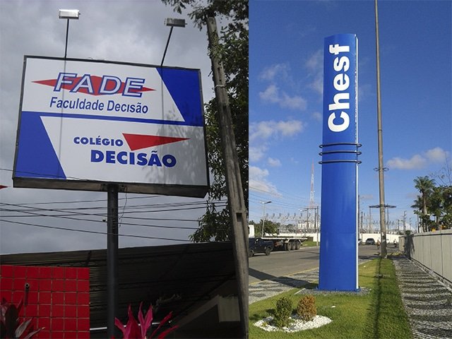 Placas e totem de identificação fabricados pela Belplac